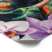 Boho Jungle Dreamscape White Tiger & Woman ポスター (角)