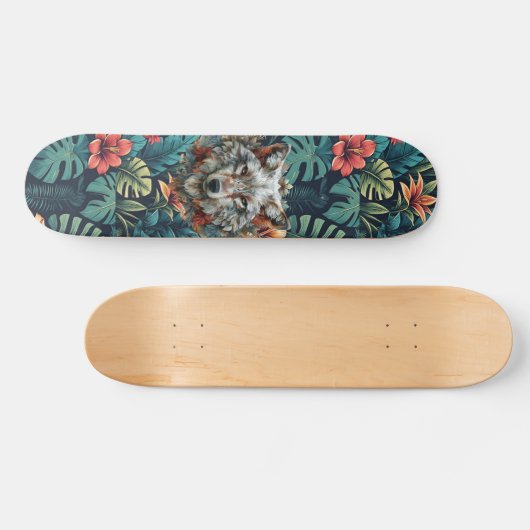 Boho Jungle White Wolf Skateboard  スケートボード (横)