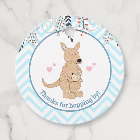 Boho Kangaroo水の色ベビーボーイラウンドフェイスタグ フェイバータグ (正面)