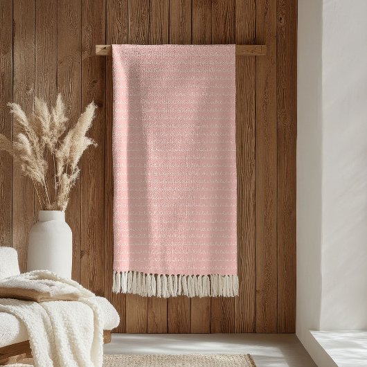 Boho Kids Blanket Pastel Pink White Cozy Comfort フリースブランケット