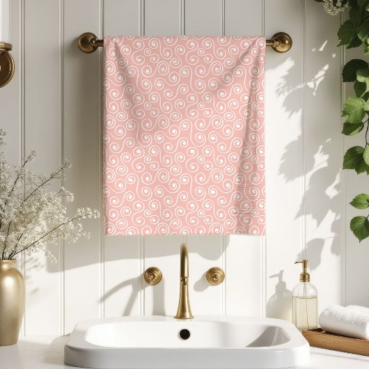 Boho Kids Towels Pastel pink Swirls Minimalist バスタオルセット