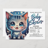 Boho Kittenデジタルベビーシャワー 招待状 (正面/裏面)