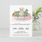 Boho Lamb Sheep Tropical Baby Shower 招待状 (スタンド正面)