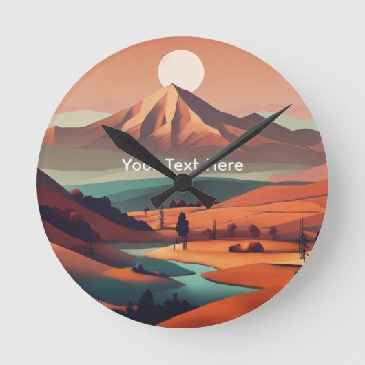 Boho landscape  ラウンド壁時計 (正面)