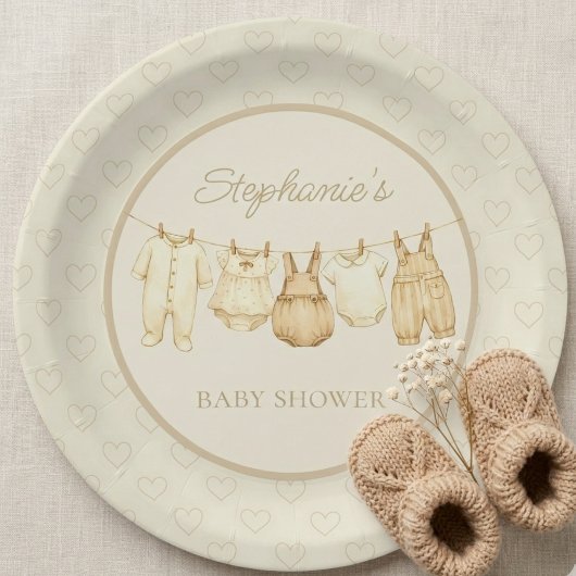 Boho Laundry Line Baby Shower ペーパープレート