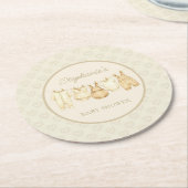 Boho Laundry Line Baby Shower ラウンドペーパーコースター (アングル)