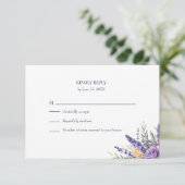 Boho Lavender Watercolor Wildflower Wedding 出欠カード (スタンド正面)