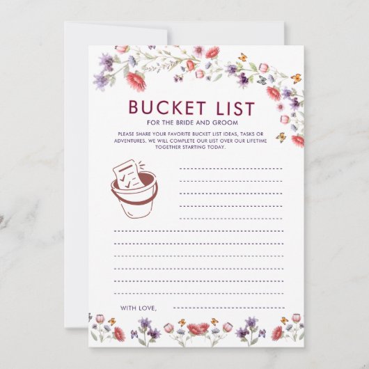 Boho Lavender Wildflower Bridal Shower Bucket List (正面)