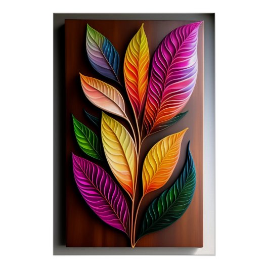 Boho Leaf Art:抽象芸術ウォールデコール ポスター (正面)