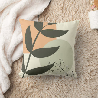 Boho Leaf Design Throw Pillow クッション