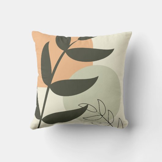 Boho Leaf Design Throw Pillow クッション (裏面)