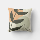 Boho Leaf Design Throw Pillow クッション (正面)