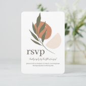 Boho Leafy Response RSVPのサイ結婚トカード 出欠カード (スタンド正面)