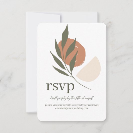 Boho Leafy Response RSVPのサイ結婚トカード 出欠カード (正面)