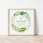 Boho Leaves Personalized Baby Birth Stats ポスター<br><div class="desc">A beautiful keepsake nursery art print with watercolor botanical floral wreath in pretty shades of green. Personalize the design with baby's name, monogram, birthday and birth stats or other text. Click Customize It to change text fonts and colors to create a unique one of a kind design. Custom birth stat...</div>