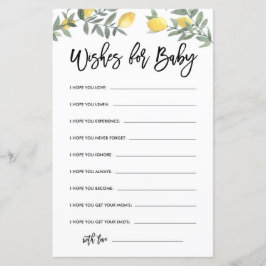 Boho Lemon Baby Shower Well Wishes forベビー