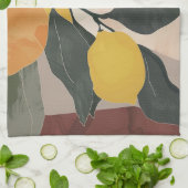Boho Lemon Branch with Sun Abstract Fruit Artwork キッチンタオル (折り畳み)