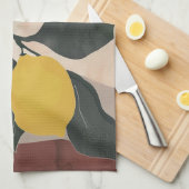 Boho Lemon Branch with Sun Abstract Fruit Artwork キッチンタオル (四つ折り)
