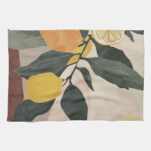 Boho Lemon Branch with Sun Abstract Fruit Artwork キッチンタオル (横)