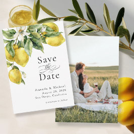 Boho Lemons素朴写真Save the Date Card 招待状