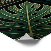 Boho Leopard Botanical Poster | Gold Line Art ポスター (角)