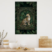 Boho Leopard Botanical Poster | Gold Line Art ポスター (キッチン)