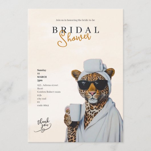 boho leopard bridal shower invitation シーズンカード (正面)