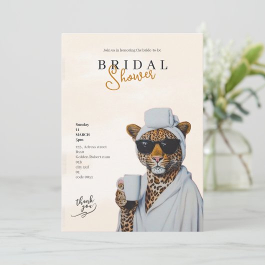 boho leopard bridal shower invitation シーズンカード (スタンド正面)