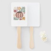 Boho Leopard Pumpkin Fall � Retro Autumn Floral Ha ハンドファン (正面&裏面)