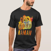 Boho Leopard Pumpkins Mamaw Fall Leaves Autumn Tha Tシャツ (正面)