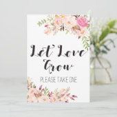 Boho Let Love Grow a treat a Sign 5x7"サイズ 招待状 (スタンド正面)