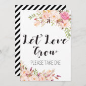 Boho Let Love Grow a treat a Sign 5x7"サイズ 招待状 (正面/裏面)
