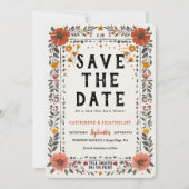 Boho Letterpress Skeleton save the date  招待状 (正面)