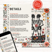 Boho Letterpress Style Skeleton Tarot Details 招待状