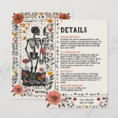 Boho Letterpress Style Skeleton Tarot Wedding エンクロージャーカード (正面/裏面)