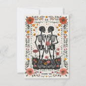 Boho Letterpress Style Skeleton Tarot Wedding サンキューカード (裏面)