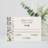 Boho Letterpress Style Skeleton Tarot Wedding RSVP エンクロージャーカード (スタンド正面)