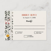 Boho Letterpress Style Skeleton Tarot Wedding RSVP エンクロージャーカード (正面)