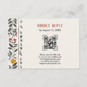 Boho Letterpress Style Skeleton Tarot Wedding RSVP エンクロージャーカード (裏面)