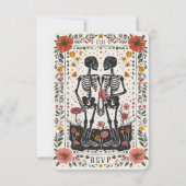 Boho Letterpress Style Skeleton Tarot Wedding RSVP 招待状 (裏面)