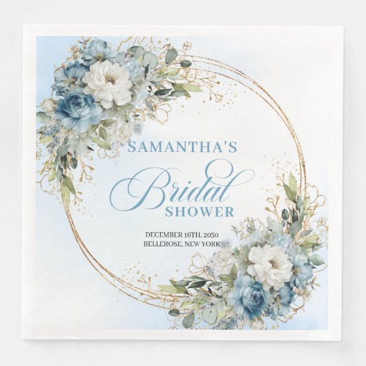 Boho light blue flowers eucalyptus gold bridal   (正面)