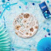 Boho Light Brown Flower  ペーパープレート (パーティー)