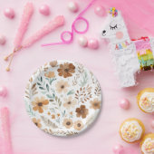 Boho Light Brown Flower  ペーパープレート (パーティー)