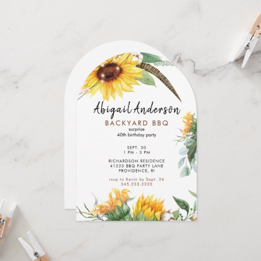 Boho Lights Backyard BBQ Birthday Party 招待状 (正面/裏面インサイチュ)