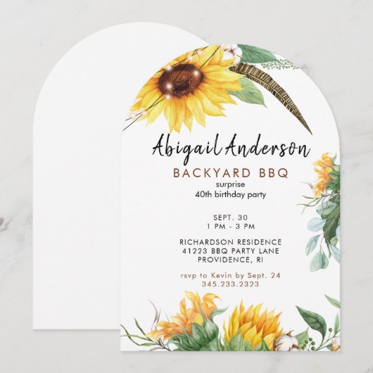 Boho Lights Backyard BBQ Birthday Party 招待状 (正面/裏面)