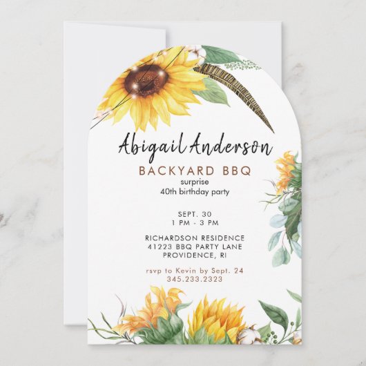 Boho Lights Backyard BBQ Birthday Party 招待状 (正面)