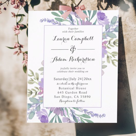 Boho Lilac Watercolor Floral BUDGET Wedding 