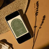 Boho Lineグリーンアートベビーシャワーミニマリスト 招待状