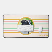 Boho Line Art Dog写真 デスクマット (キーボード&マウス)