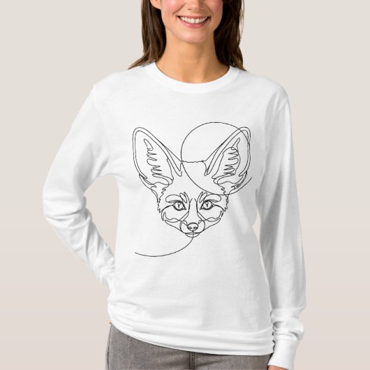 Boho Line Art Fennec Fox Tシャツ (正面)